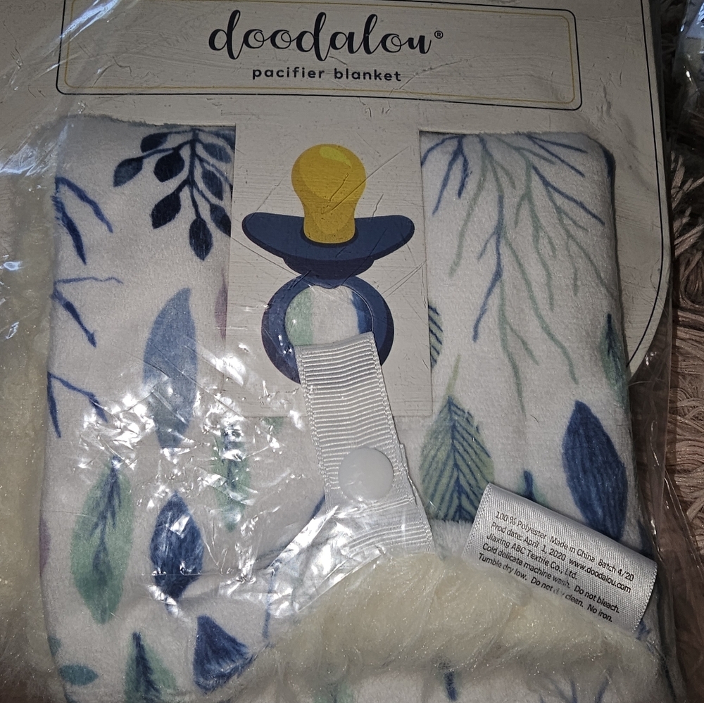 Pacifier Blanket - Blue and Green Leaf Design